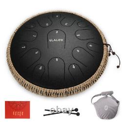 Ulalov Drum Hand-pan Steel Tongue Drum 15 Note with Padded Bag Mallet Women Gift