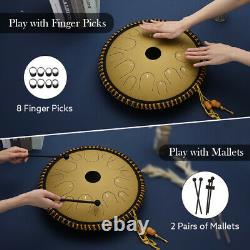 Ulalov Percussion Steel Tongue Drum 14 Note 14 with Book Travel Bag Mallet