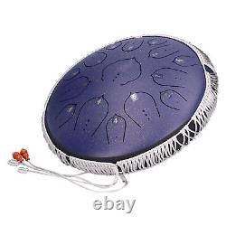 (Violet)14in 15 Tone D Steel Tongue Drum With Bag Mallets Bracket For Heart BGS
