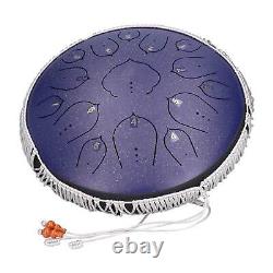 (Violet)14in 15 Tone D Steel Tongue Drum With Bag Mallets Bracket For Heart BGS