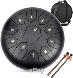 WZTO Steel Tongue Drum, 11 notes 10 inch Lotus Flower Pan Drum Percussion Steel