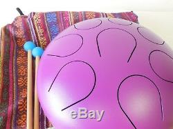 WuYou 10 Handmade Steel Tongue Drum Handpan Theropy Meditation healing, Purple