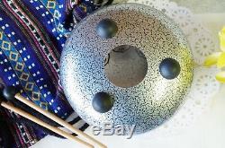 WuYou 10 Inch Steel Tongue Drum Silver 8 Note Percussion Steel Drum Instrument