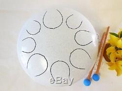 WuYou 12 Large Steel Tongue Drum Chakra Tank Drum, 8 Speciel Notes, White
