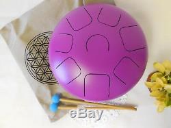 WuYou 12in Steel Tongue Drum Tank Drum, FREE Bag & 2 sticks Healing sound Purple