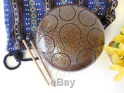 WuYou 8 inches 19cm Steel Tongue Drum Handpan, perfect chakra healing, Brown