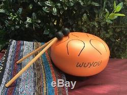 WuYou 8in Steel Tongue Drum Chakra Handpan Percussion Drum, mallets & travel bag