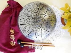 WuYou 8in UFO Steel tongue drum, Lotus symbol drum, Handpan, FREE Mallets & bag