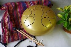 WuYou 9in 22cm Steel Tongue Drum Handpan Chakra Tank, Free Bag+ 2mallets, Gold