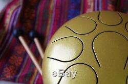 WuYou 9in 22cm Steel Tongue Drum Handpan Chakra Tank, Free Bag+ 2mallets, Gold