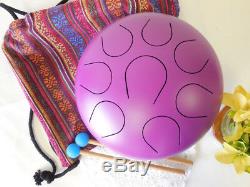 Wuyou 10 Large Steel Tongue Drum/Tank Drum FREE Bag & 2sticks, Purple