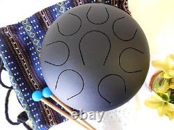 Wuyou 10in Handmade Tongue Drum Hanpan Drum, peaceful sound, Black