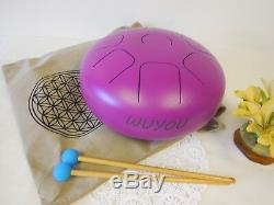 Wuyou Hand Pan Drum 12in Steel Tongue Drum/Tank Drum, C Major Scale, Purple SALE