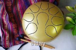 Wuyou Steel Tongue Drum Hand Pan Drum Chakra drum WuYou 9inch Great Gift, Gold
