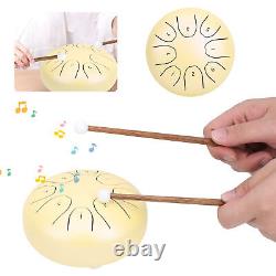 (Yellow)5.5 Inch Steel Tongue Drum Mini Ethereal Drum 8 Tones Shuffle Macaron