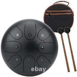 (black)Tongue Drum Handpan Drum 8Inch Steel For Beginners Meditation